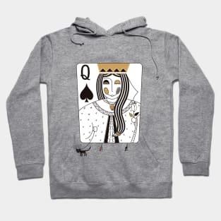 Queen of Spades playing card. Black ledy .Valentines day Hoodie